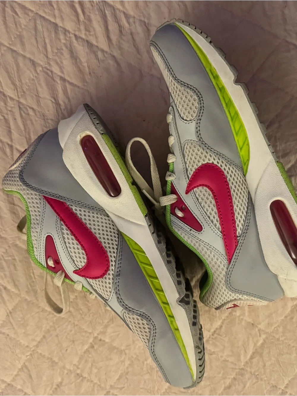 Nike Womens Sneakers with Pink Swoosh and Green Lining